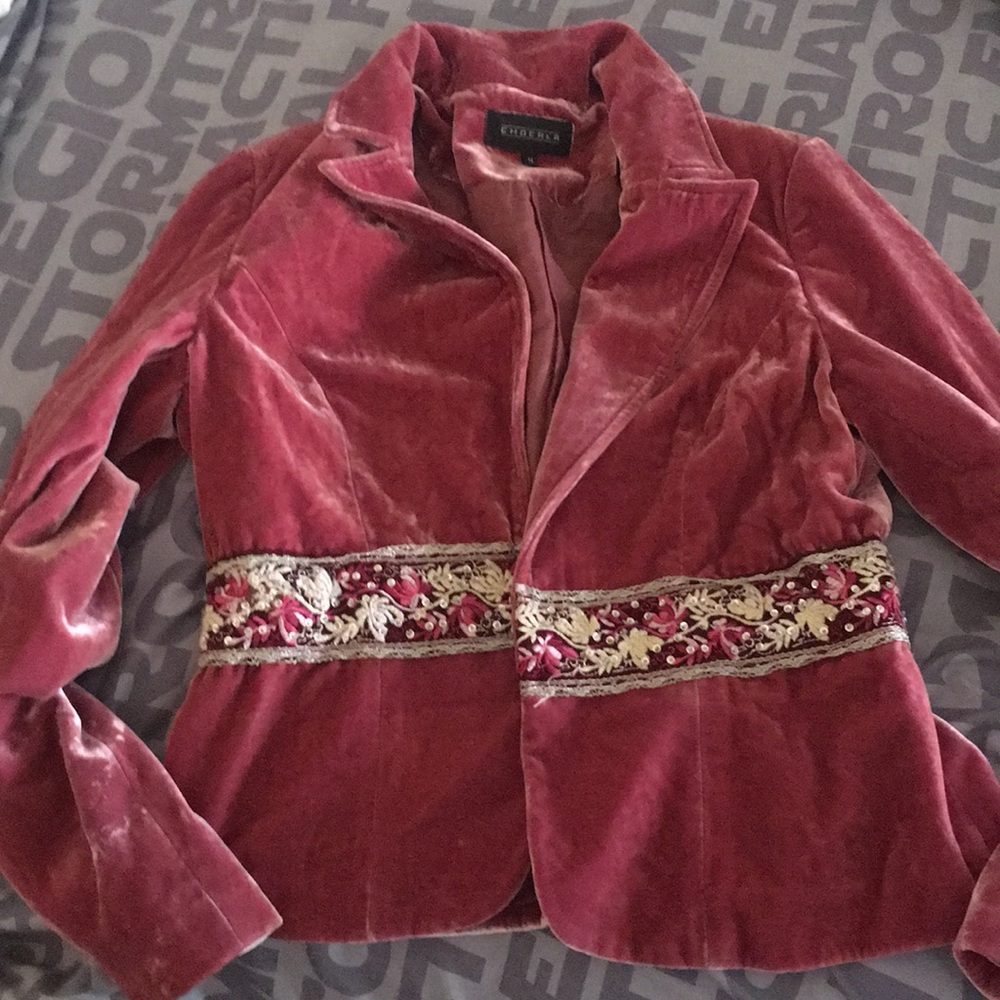 Pink velvet blazer